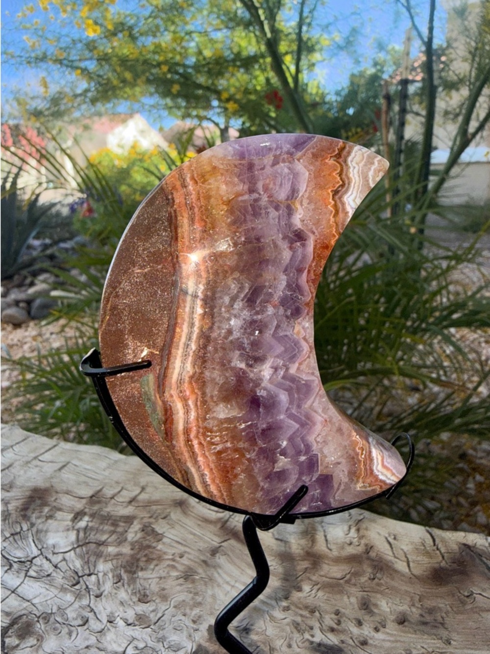 Amethyst & Brown Decorative Crescent Accent - Unbranded
